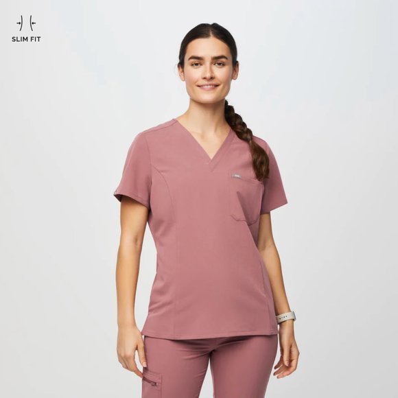 Figs Tops Figs Slim Catarina Onepocket Scrub Top Mauve Pink X2